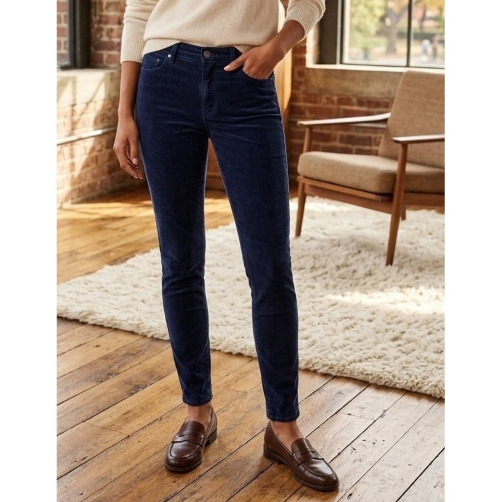 J Brand Maria High Rise Skinny Corduroy Pants Women's 29 Navy Blue Dark Wash